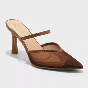 Brown Sonia Mesh Mule Heels Brand